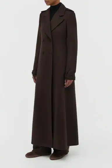 Gabriela Hearst Houstt Trench Coat in Chocolate Winter Silk | Thumbnail 3