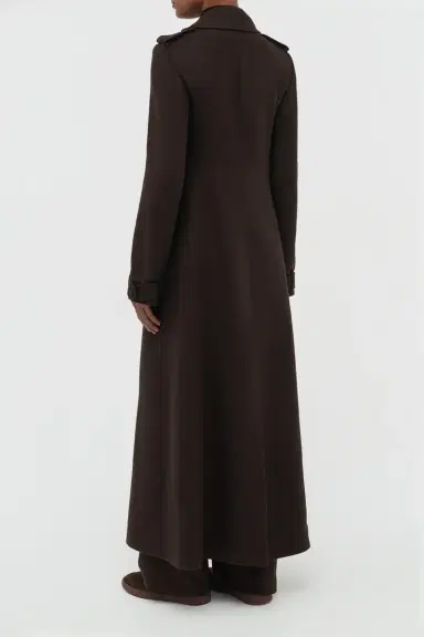 Gabriela Hearst Houstt Trench Coat in Chocolate Winter Silk | Thumbnail 4