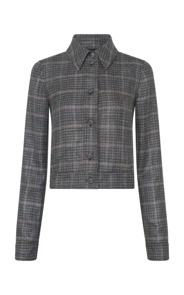 Gabriela Hearst Thereza Jacket in Charcoal Multi Wool Silk Clubcheck Plaid