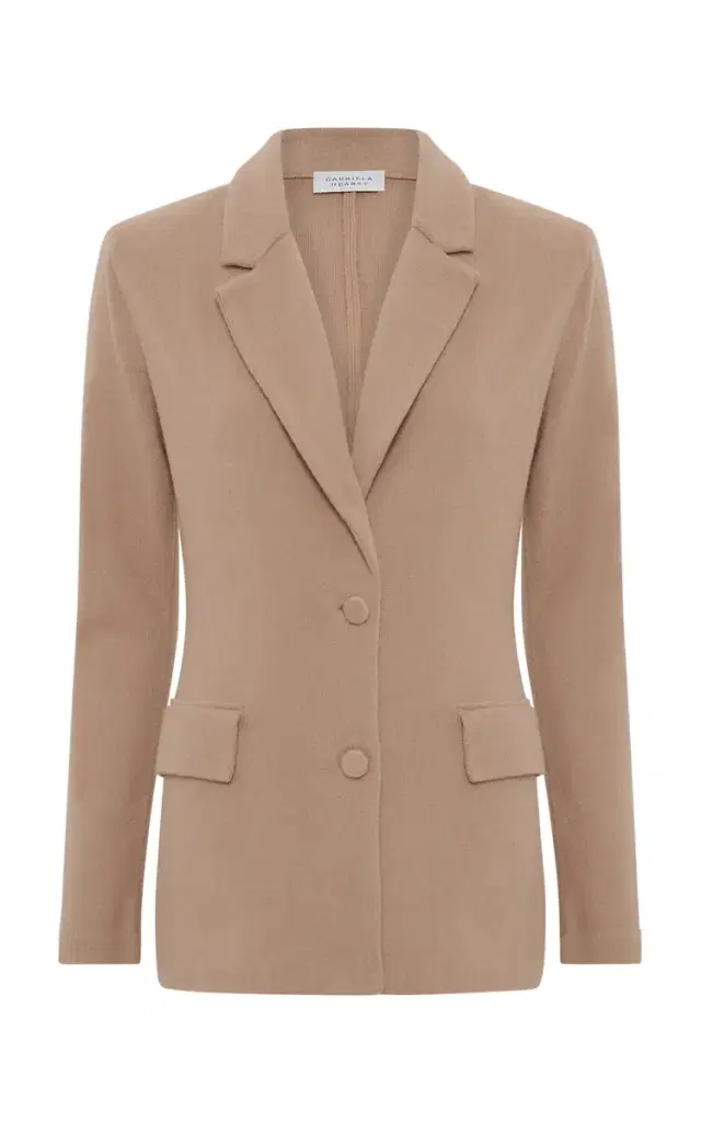 GABRIELA HEARST Zander Knit Jacket in Camel Brushed Cashmere