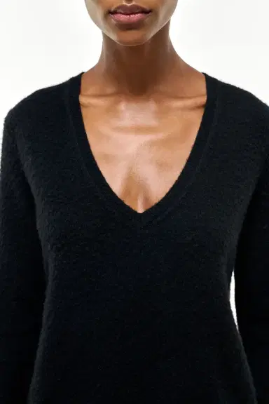 Gabriela Hearst Vesper Knit V-Neck Sweater in Black Brushed Cashmere | Thumbnail 6 Gabriela Hearst Vesper Knit V-Neck Sweater in Black Brushed Cashmere | Thumbnail 6