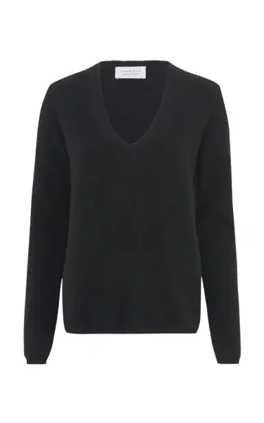 Gabriela Hearst Vesper Knit V-Neck Sweater in Black Brushed Cashmere | Thumbnail 1 Gabriela Hearst Vesper Knit V-Neck Sweater in Black Brushed Cashmere | Thumbnail 1