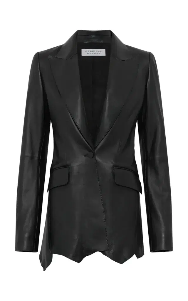Gabriela Hearst Sybel Raw Cut Blazer in Black Soft Leather