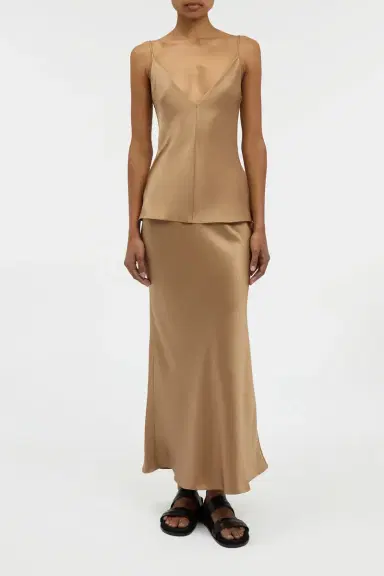 Gabriela Hearst Frei Maxi Skirt in Camel Silk Satin | Thumbnail 3 Gabriela Hearst Frei Maxi Skirt in Camel Silk Satin | Thumbnail 3