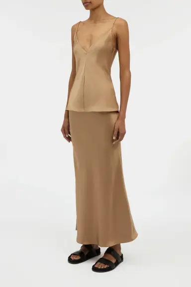 Gabriela Hearst Frei Maxi Skirt in Camel Silk Satin | Thumbnail 4 Gabriela Hearst Frei Maxi Skirt in Camel Silk Satin | Thumbnail 4