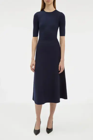 Gabriela Hearst Seymore Knit Midi Dress in Dark Navy Merino Wool Cashmere | Thumbnail 2 Gabriela Hearst Seymore Knit Midi Dress in Dark Navy Merino Wool Cashmere | Thumbnail 2