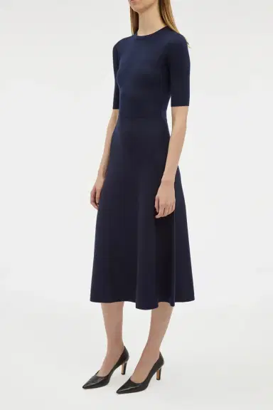 Gabriela Hearst Seymore Knit Midi Dress in Dark Navy Merino Wool Cashmere | Thumbnail 3 Gabriela Hearst Seymore Knit Midi Dress in Dark Navy Merino Wool Cashmere | Thumbnail 3