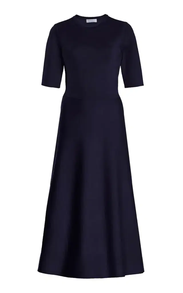 GABRIELA HEARST Seymore Knit Midi Dress in Dark Navy Merino Wool Cashmere