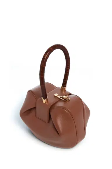 GABRIELA HEARST Nina Bag in Cognac Nappa Leather with Crocodile Leather Handle | Thumbnail 3 GABRIELA HEARST Nina Bag in Cognac Nappa Leather with Crocodile Leather Handle | Thumbnail 3