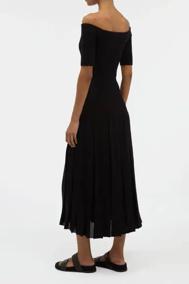 Gabriela Hearst Kurt Knit Pleated Maxi Dress in Black Merino Wool | Thumbnail 4