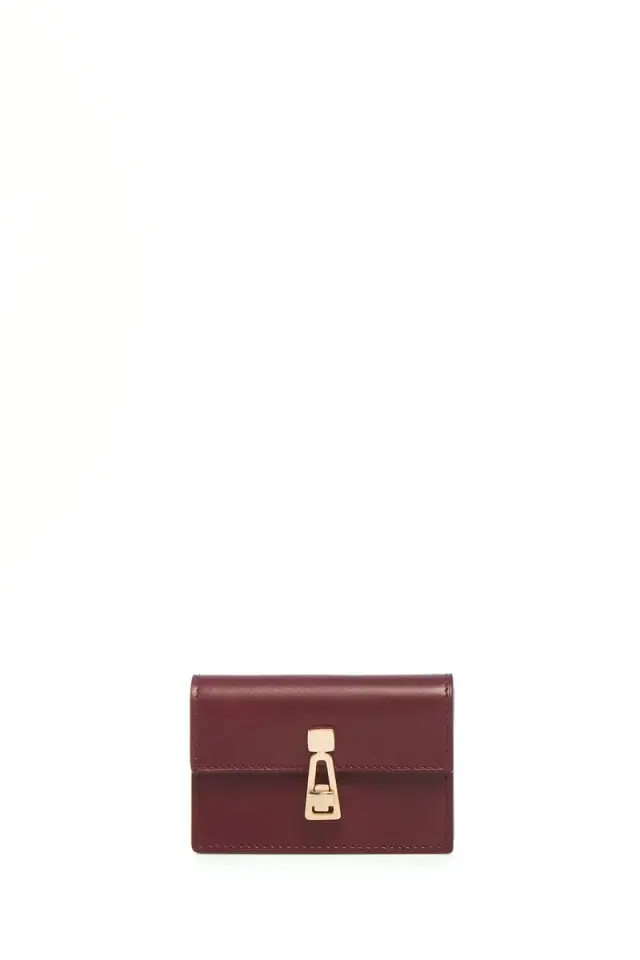 Gabriela Hearst Concertina Card Wallet in Bordeaux & Pink Leather