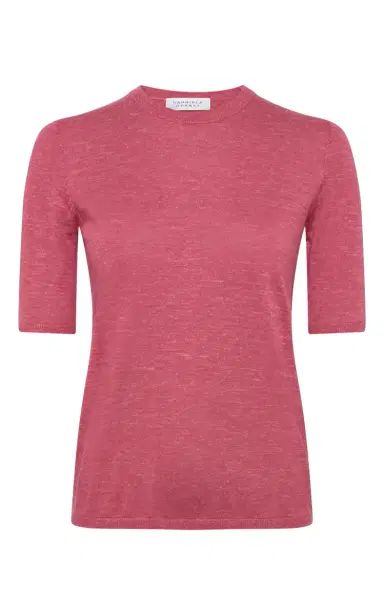 Gabriela Hearst Chryse Knit T-Shirt in Fuchsia Cashmere Silk with Hemp | Thumbnail 1