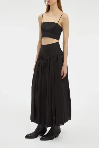 Gabriela Hearst Juniper Maxi Pleated Skirt in Black Aloe Linen | Thumbnail 3 Gabriela Hearst Juniper Maxi Pleated Skirt in Black Aloe Linen | Thumbnail 3