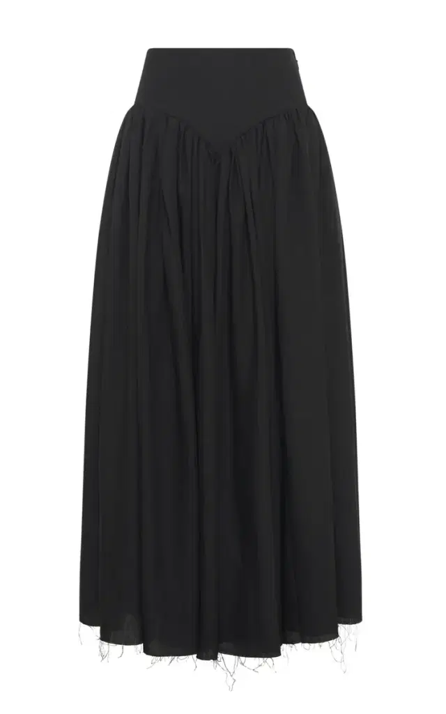 Gabriela Hearst Juniper Maxi Pleated Skirt in Black Aloe Linen