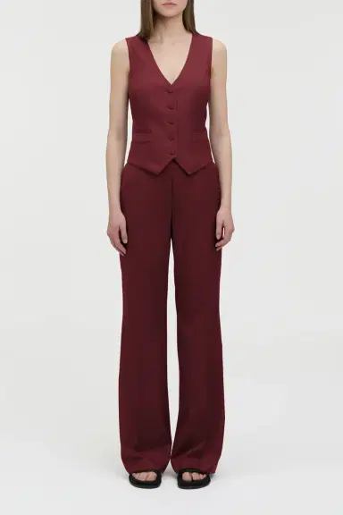 Gabriela Hearst Coleridge Vest in Bordeaux Wool Silk | Thumbnail 2 Gabriela Hearst Coleridge Vest in Bordeaux Wool Silk | Thumbnail 2