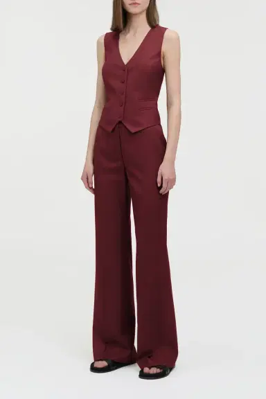 Gabriela Hearst Coleridge Vest in Bordeaux Wool Silk | Thumbnail 3 Gabriela Hearst Coleridge Vest in Bordeaux Wool Silk | Thumbnail 3
