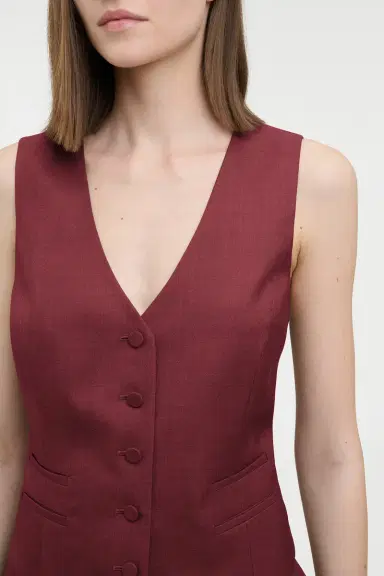 Gabriela Hearst Coleridge Vest in Bordeaux Wool Silk | Thumbnail 5 Gabriela Hearst Coleridge Vest in Bordeaux Wool Silk | Thumbnail 5