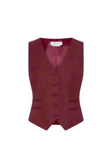 Gabriela Hearst Coleridge Vest in Bordeaux Wool Silk | Thumbnail 1 Gabriela Hearst Coleridge Vest in Bordeaux Wool Silk | Thumbnail 1