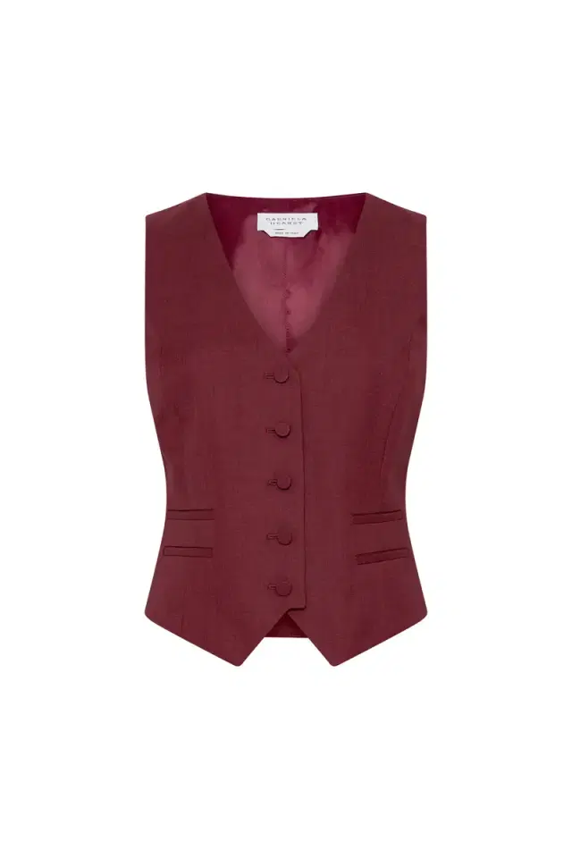 GABRIELA HEARST Coleridge Vest in Bordeaux Wool Silk