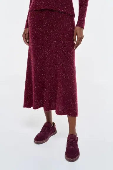 Gabriela Hearst Sabine Knit Midi Skirt in Bordeaux Beaded Cashmere Silk | Thumbnail 5