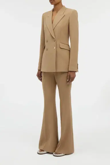 Gabriela Hearst Rhein Flare Pant in Camel Virgin Wool Crepe | Thumbnail 3 Gabriela Hearst Rhein Flare Pant in Camel Virgin Wool Crepe | Thumbnail 3