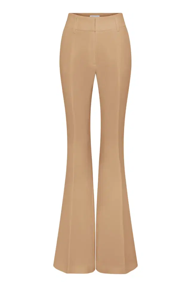 Gabriela Hearst Rhein Flare Pant in Camel Virgin Wool Crepe