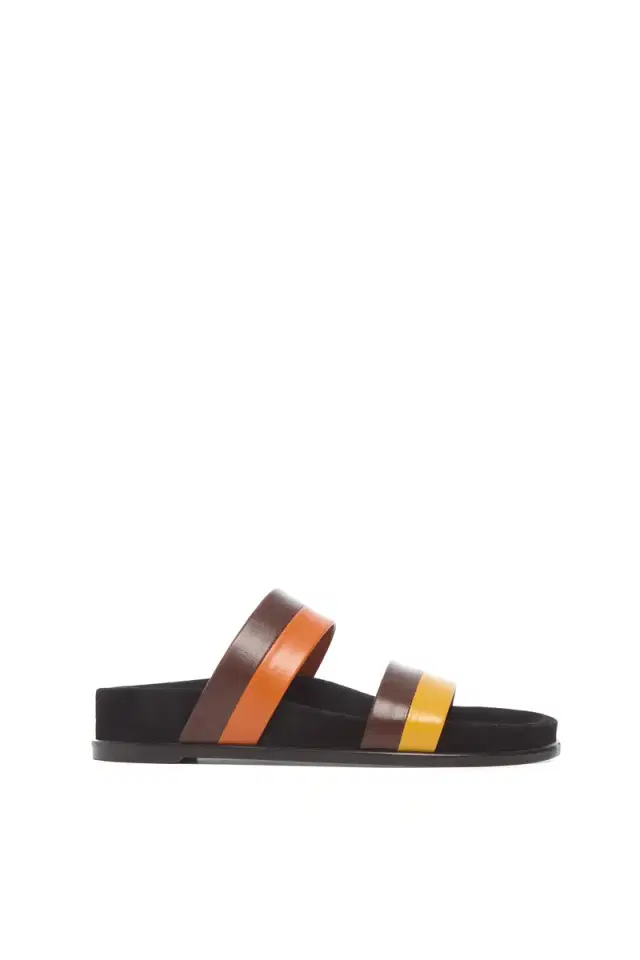 Gabriela Hearst Low Striker Flat Sandal in Burnt Sienna Multi Leather