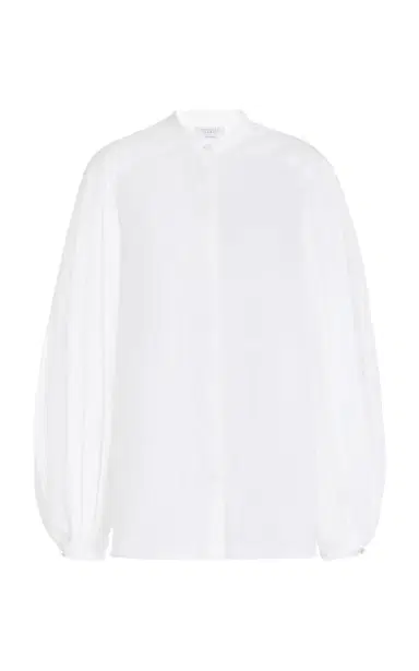 Gabriela Hearst Laetitia Blouse in White Aloe Linen | Thumbnail 1 Gabriela Hearst Laetitia Blouse in White Aloe Linen | Thumbnail 1
