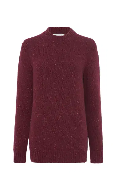 Gabriela Hearst Alfie Knit Sweater in Bordeaux Speckled Aran Cashmere | Thumbnail 1 Gabriela Hearst Alfie Knit Sweater in Bordeaux Speckled Aran Cashmere | Thumbnail 1