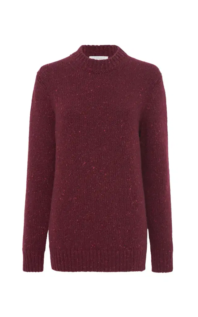 Gabriela Hearst Alfie Knit Sweater in Bordeaux Speckled Aran Cashmere