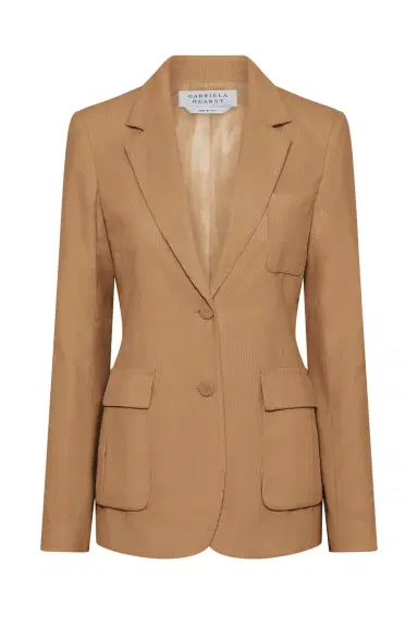 Gabriela Hearst Louisa Blazer in Camel Sea island Cotton Corduroy | Thumbnail 1 Gabriela Hearst Louisa Blazer in Camel Sea island Cotton Corduroy | Thumbnail 1