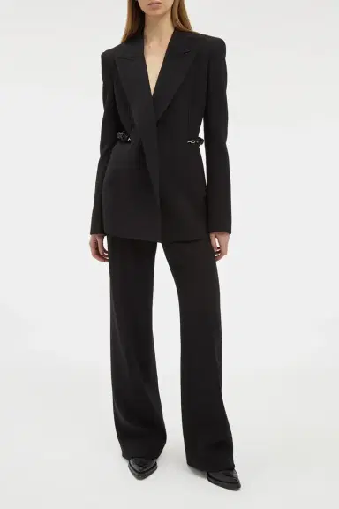 Gabriela Hearst Norman Wide-leg Pant in Black Recycled Virgin Wool | Thumbnail 2