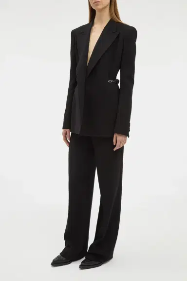 Gabriela Hearst Norman Wide-leg Pant in Black Recycled Virgin Wool | Thumbnail 3