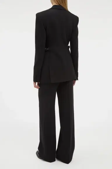 Gabriela Hearst Norman Wide-leg Pant in Black Recycled Virgin Wool | Thumbnail 4