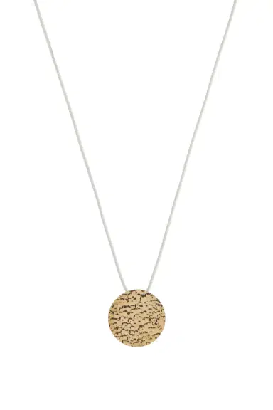 Gabriela Hearst Wheel of Fortune Pendant in 18K Yellow Gold (White Leather Cord) | Thumbnail 1 Gabriela Hearst Wheel of Fortune Pendant in 18K Yellow Gold (White Leather Cord) | Thumbnail 1