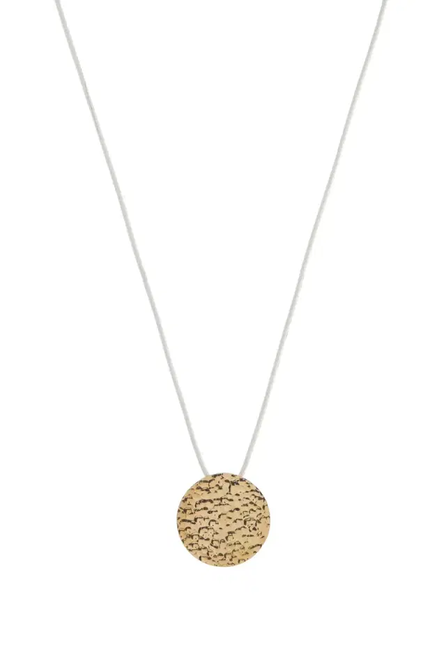 Gabriela Hearst Wheel of Fortune Pendant in 18K Yellow Gold (White Leather Cord)