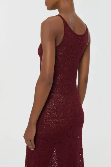 Gabriela Hearst Meridian Lace Knit Maxi Dress in Bordeaux Merino Wool with Lining | Thumbnail 5 Gabriela Hearst Meridian Lace Knit Maxi Dress in Bordeaux Merino Wool with Lining | Thumbnail 5