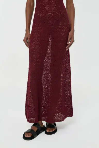 Gabriela Hearst Meridian Lace Knit Maxi Dress in Bordeaux Merino Wool with Lining | Thumbnail 8 Gabriela Hearst Meridian Lace Knit Maxi Dress in Bordeaux Merino Wool with Lining | Thumbnail 8