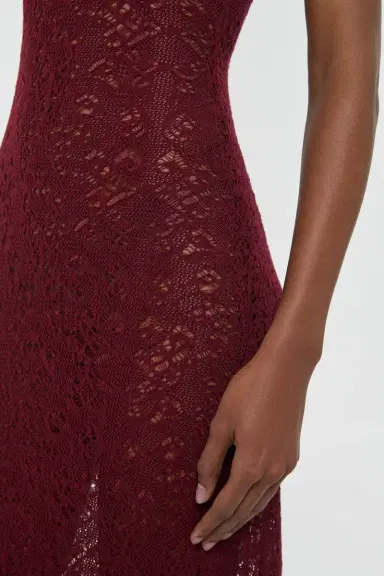 Gabriela Hearst Meridian Lace Knit Maxi Dress in Bordeaux Merino Wool with Lining | Thumbnail 9 Gabriela Hearst Meridian Lace Knit Maxi Dress in Bordeaux Merino Wool with Lining | Thumbnail 9