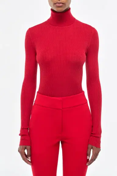Gabriela Hearst Peppe Knit Turtleneck in Scarlet Red Cashmere Silk | Thumbnail 2
