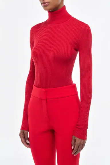 Gabriela Hearst Peppe Knit Turtleneck in Scarlet Red Cashmere Silk | Thumbnail 3