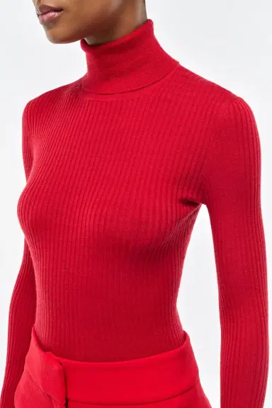 Gabriela Hearst Peppe Knit Turtleneck in Scarlet Red Cashmere Silk | Thumbnail 5
