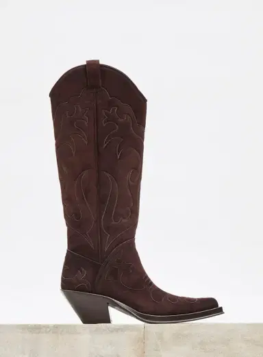 Gabriela Hearst Capitana Cowboy Boot in Dark Chocolate Suede | Thumbnail 4