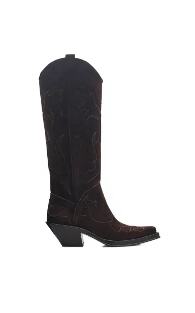 Gabriela Hearst Capitana Cowboy Boot in Dark Chocolate Suede | Thumbnail 1