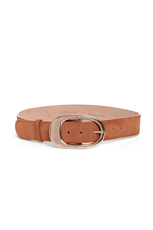 Gabriela Hearst Lozewce Belt in Cognac Suede