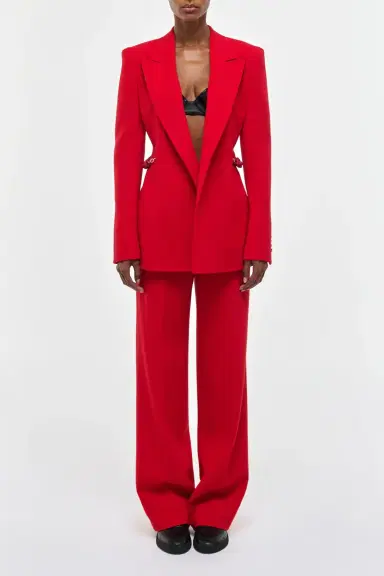 Gabriela Hearst Norman Wide-leg Pant in Scarlet Red Virgin Wool Crepe | Thumbnail 3