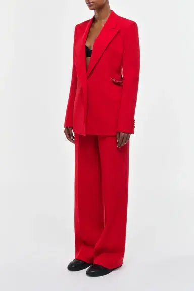 Gabriela Hearst Norman Wide-leg Pant in Scarlet Red Virgin Wool Crepe | Thumbnail 4