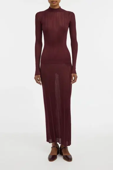 Gabriela Hearst Daniella Knit Maxi Skirt in Bordeaux Silk | Thumbnail 2 Gabriela Hearst Daniella Knit Maxi Skirt in Bordeaux Silk | Thumbnail 2