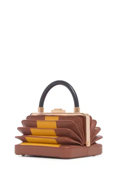 Gabriela Hearst Diana Bag in Cognac, Yellow & Navy Nappa Leather | Thumbnail 1 Gabriela Hearst Diana Bag in Cognac, Yellow & Navy Nappa Leather | Thumbnail 1