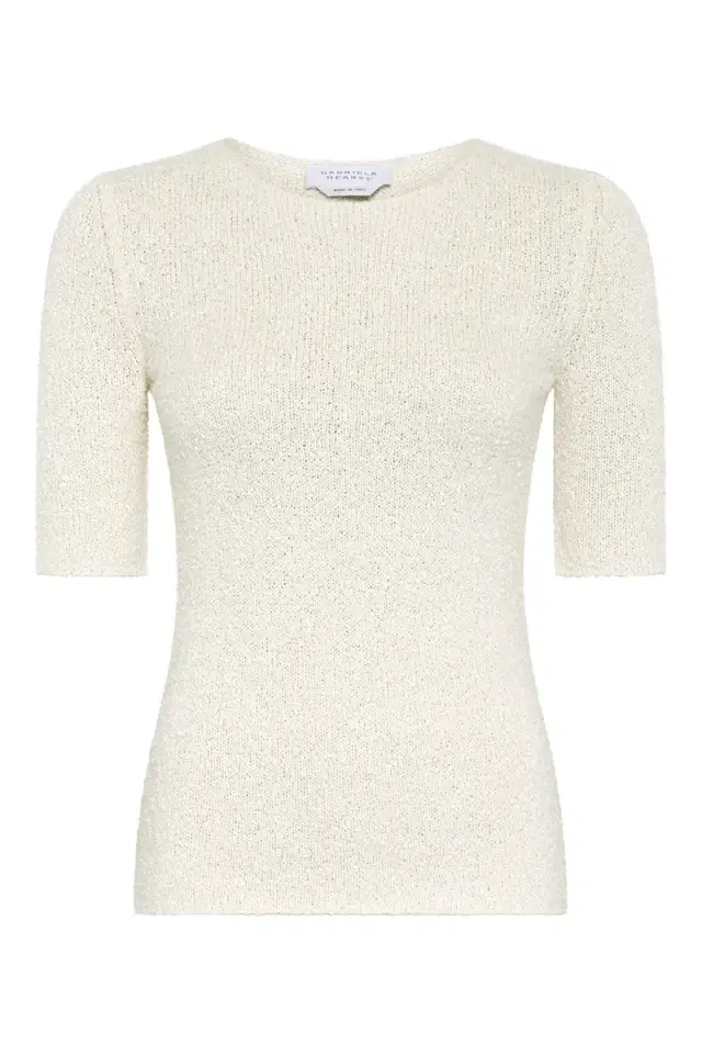 Gabriela Hearst Valentia Knit T-Shirt in Off White Mulberry Silk